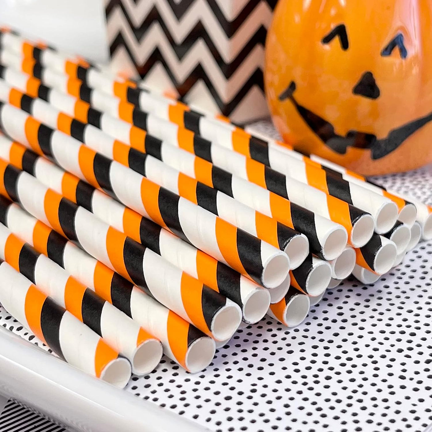 Paper Straws with Gold Dots