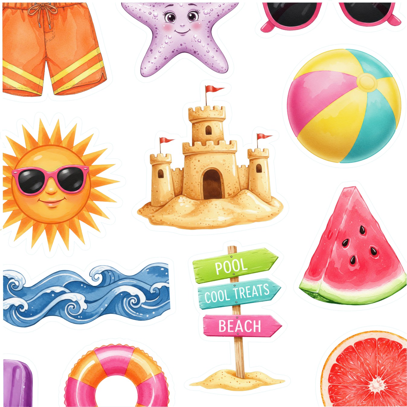 Edible wafer paper designs set Baby Shark 31 pcs.