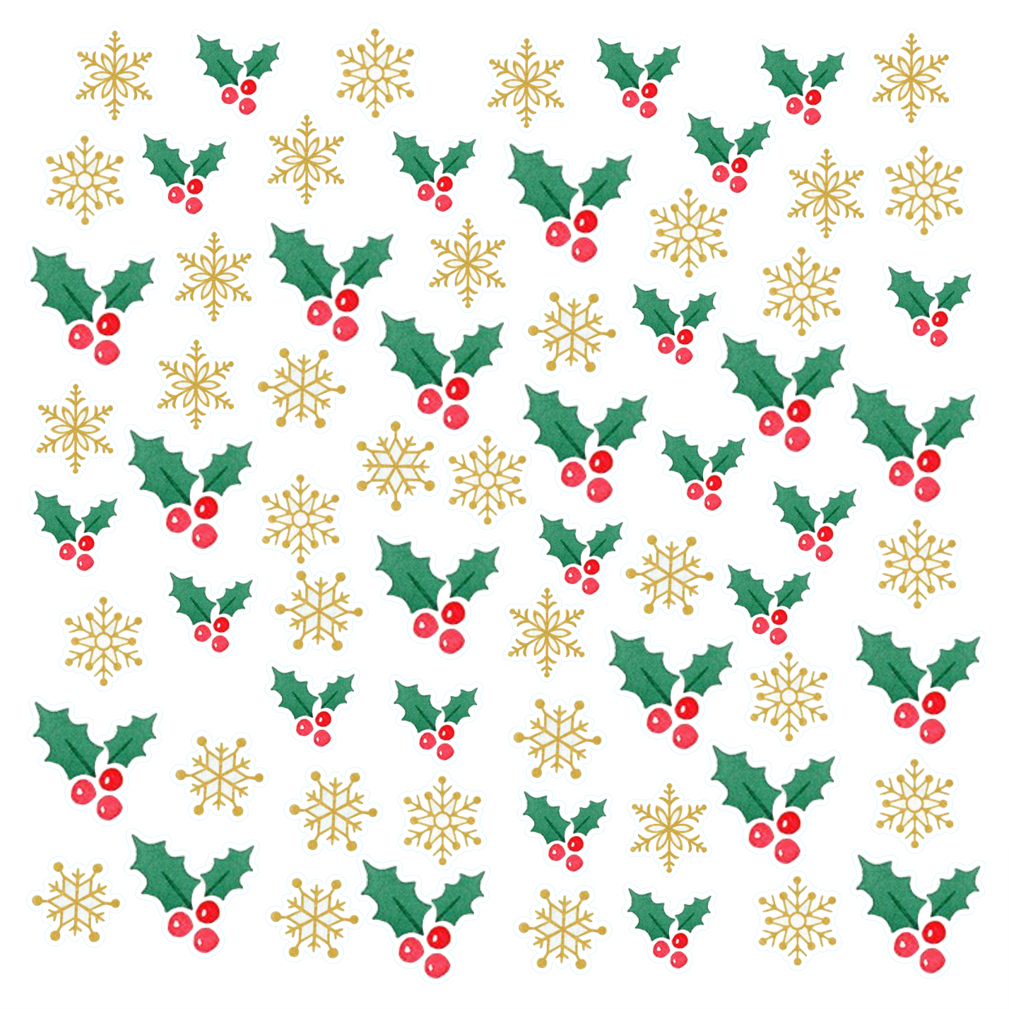 Βρώσιμα σχέδια Φύλλα Γκι και χρυσές Χιονονοφάδες σετ 70 τεμ.