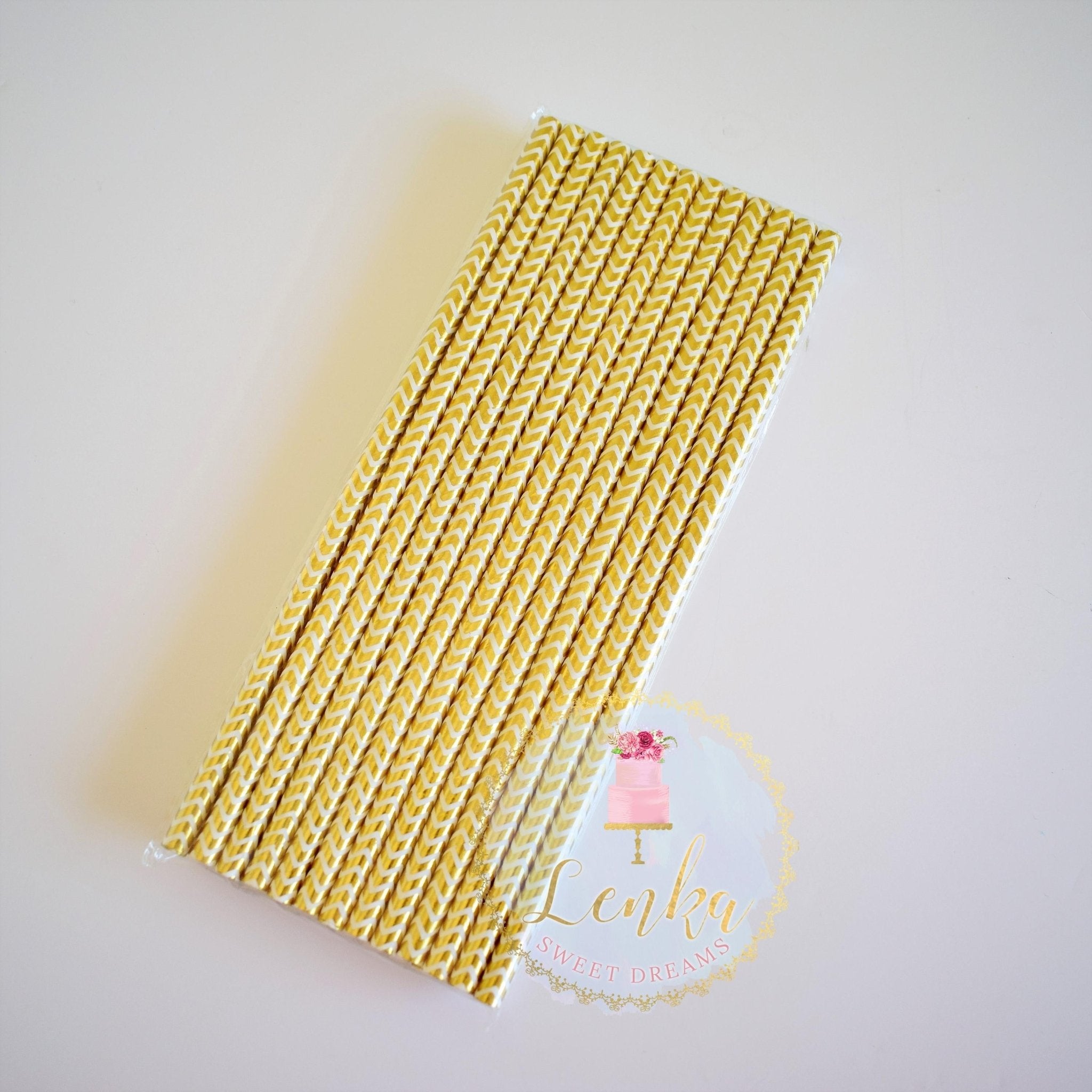 Gold Striped Paper Straws.