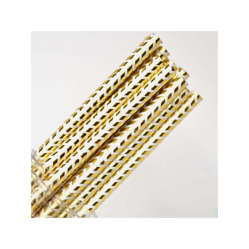 Gold Striped Paper Straws.