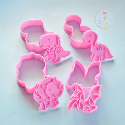 Cookie Cutters with Stamp Dinosaurs (Set of 4)