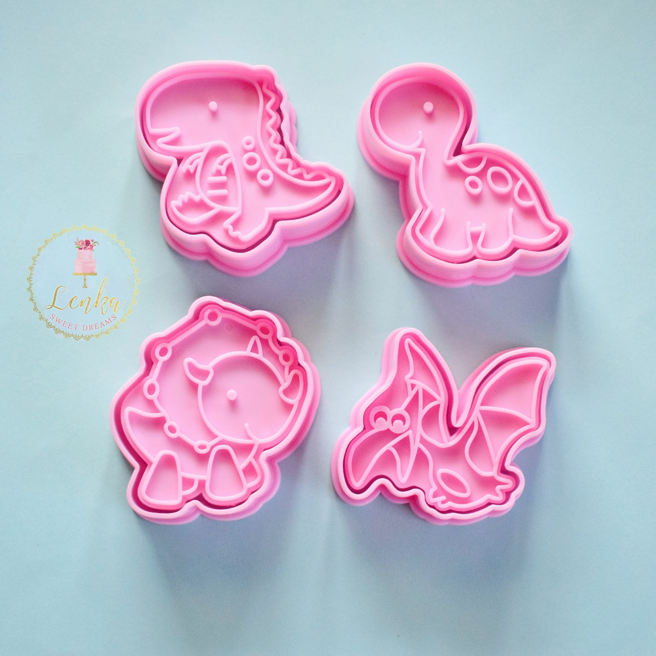 Cookie Cutters with Stamp Dinosaurs (Set of 4)