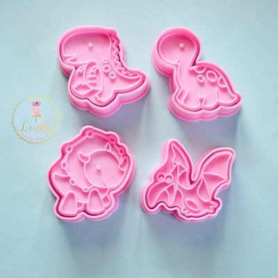 Cookie Cutters with Stamp Dinosaurs (Set of 4)