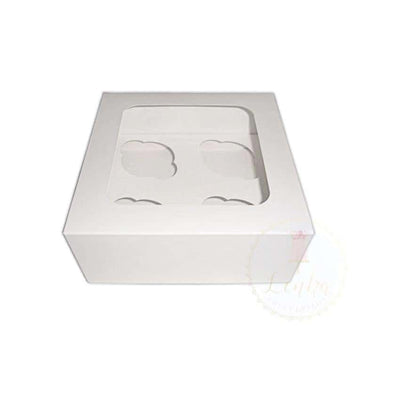 Λευκό Κουτί για 4 Cupcakes - Muffins με παράθυρο. - Lenka Sweet Dreams